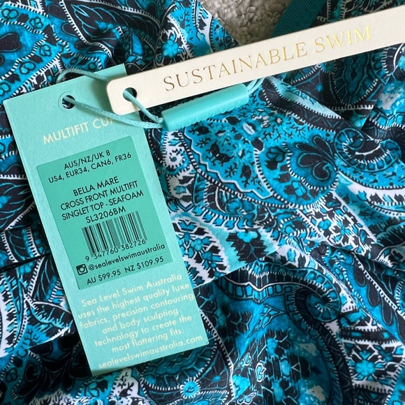 NWT Sea Level Bella Mare Cross Front Multi fit Cup Singlet Swim Top Size:4 - Picture 5 of 8